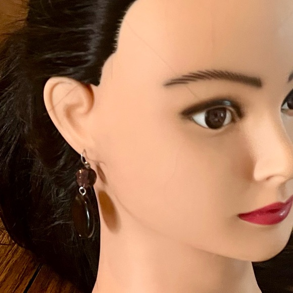 Earrings, (GUC) pierced purple glass jewelry - Picture 5 of 16